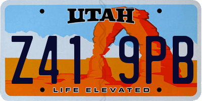 UT license plate Z419PB