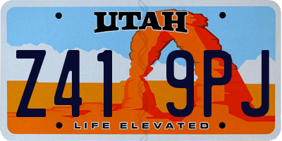 UT license plate Z419PJ