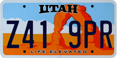 UT license plate Z419PR