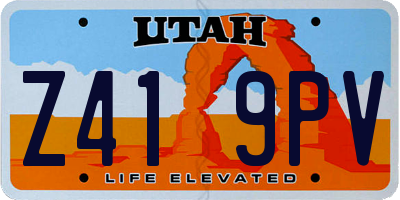 UT license plate Z419PV