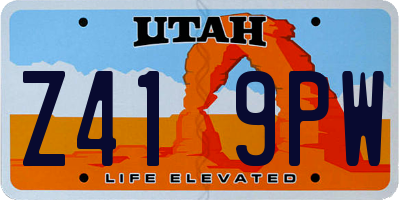 UT license plate Z419PW