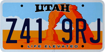 UT license plate Z419RJ