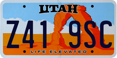 UT license plate Z419SC