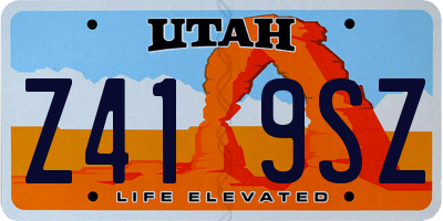 UT license plate Z419SZ