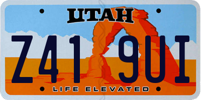 UT license plate Z419UI