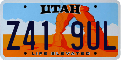 UT license plate Z419UL