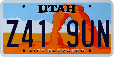 UT license plate Z419UN