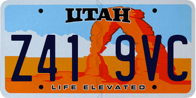 UT license plate Z419VC