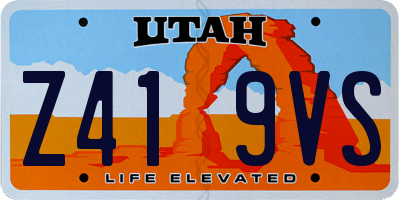 UT license plate Z419VS