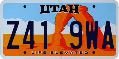 UT license plate Z419WA