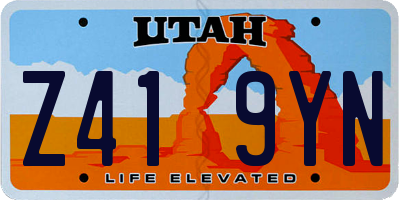 UT license plate Z419YN