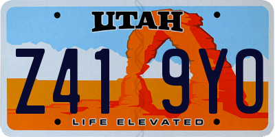 UT license plate Z419YO