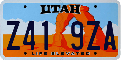 UT license plate Z419ZA