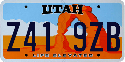 UT license plate Z419ZB