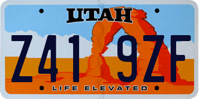 UT license plate Z419ZF