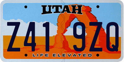 UT license plate Z419ZQ