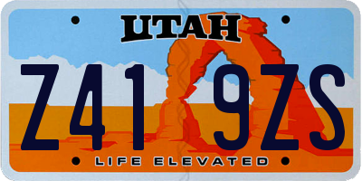 UT license plate Z419ZS