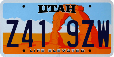 UT license plate Z419ZW