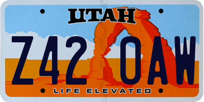 UT license plate Z420AW