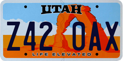 UT license plate Z420AX