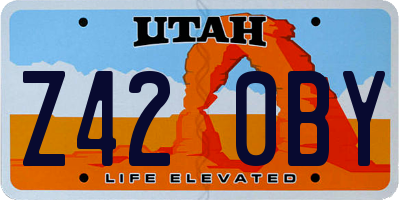 UT license plate Z420BY