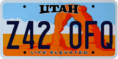 UT license plate Z420FQ