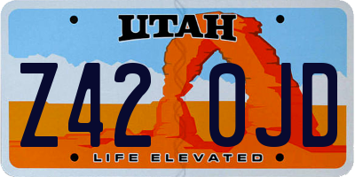 UT license plate Z420JD