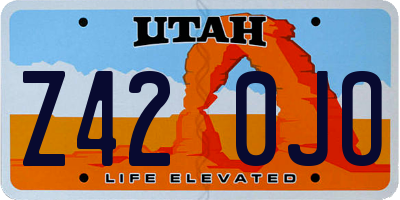 UT license plate Z420JO