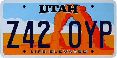 UT license plate Z420YP
