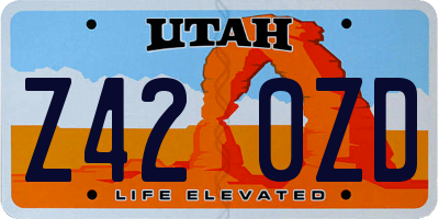 UT license plate Z420ZD