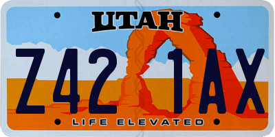 UT license plate Z421AX