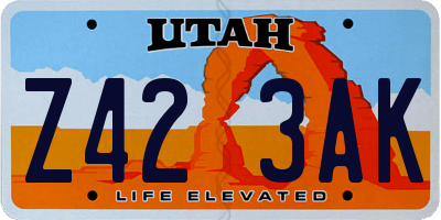 UT license plate Z423AK