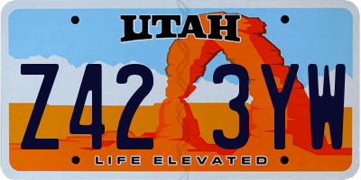 UT license plate Z423YW