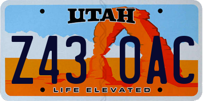 UT license plate Z430AC
