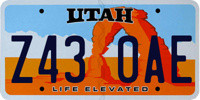 UT license plate Z430AE