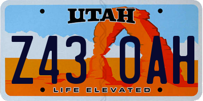 UT license plate Z430AH