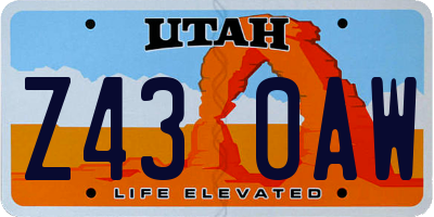 UT license plate Z430AW