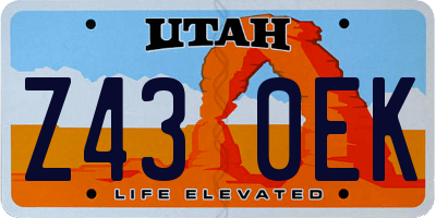 UT license plate Z430EK