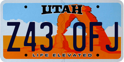 UT license plate Z430FJ