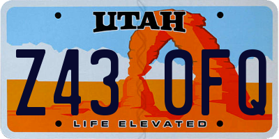 UT license plate Z430FQ