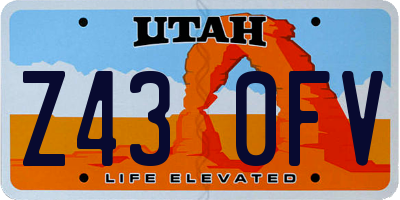 UT license plate Z430FV