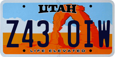 UT license plate Z430IW