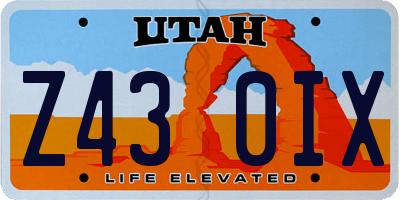 UT license plate Z430IX