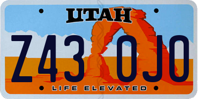 UT license plate Z430JO