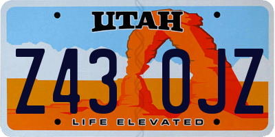 UT license plate Z430JZ