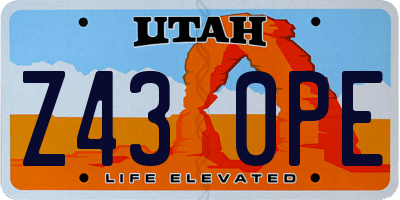 UT license plate Z430PE