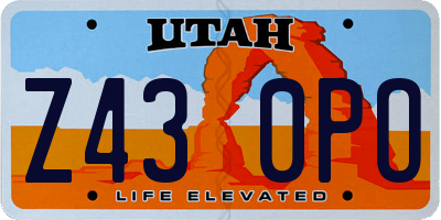 UT license plate Z430PO