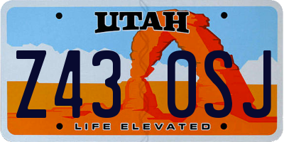 UT license plate Z430SJ