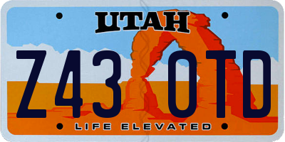 UT license plate Z430TD