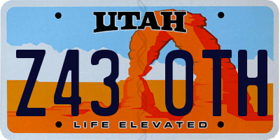 UT license plate Z430TH